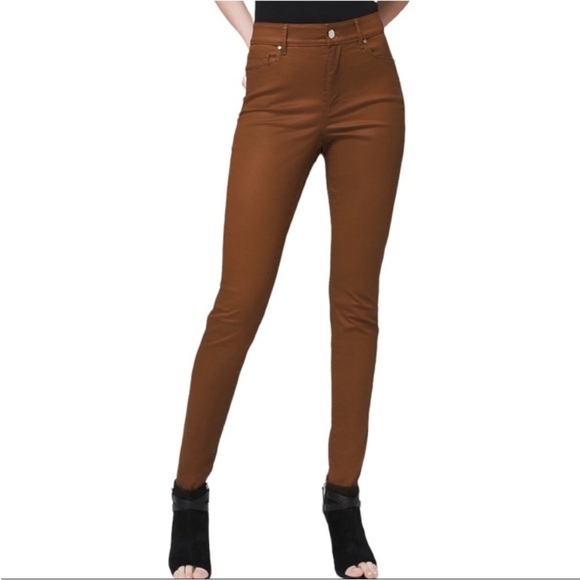 White House Black Market Denim - WHBM high rise skinny brown faux leather pants. Size 6